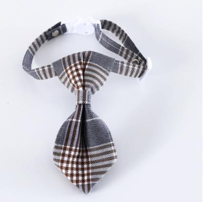 Adjustable British Style Plaid Bow Tie Pet Collar