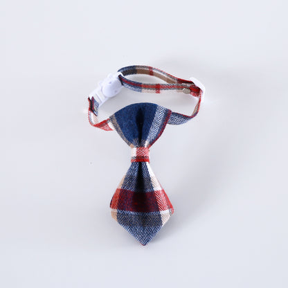 Adjustable British Style Plaid Bow Tie Pet Collar