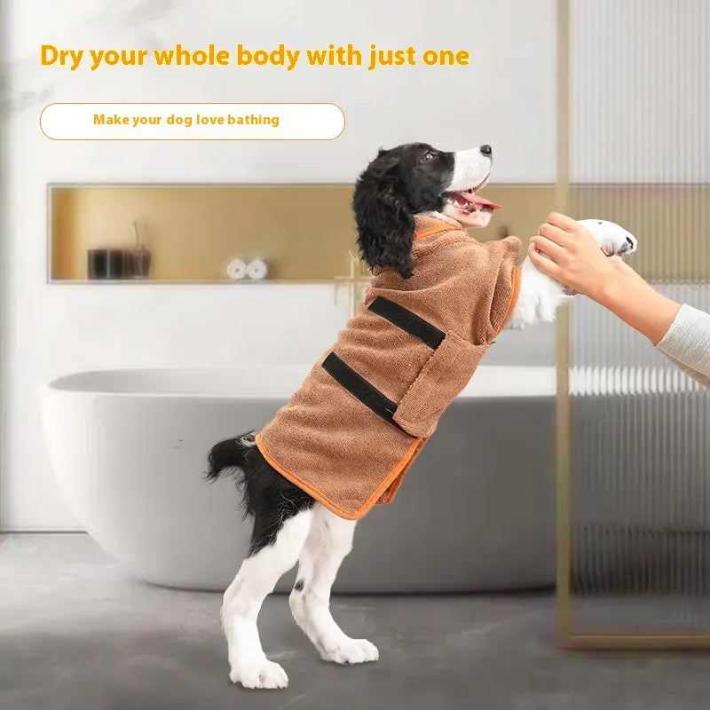 Pet Bath Robe Towel for Dogs & Cats – Soft Microfiber Drying Robe