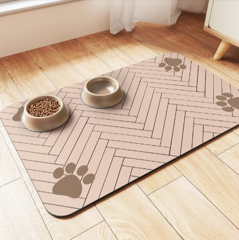 Splash-Proof Pet Feeding Mat for Cats & Dogs – Quick-Dry Diatom Floor Protector