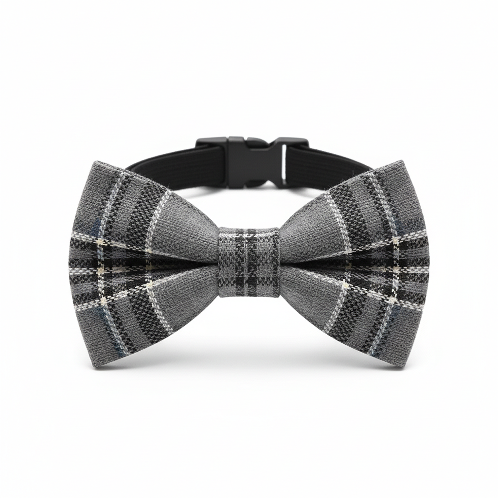 Adjustable British Style Plaid Bow Tie Pet Collar