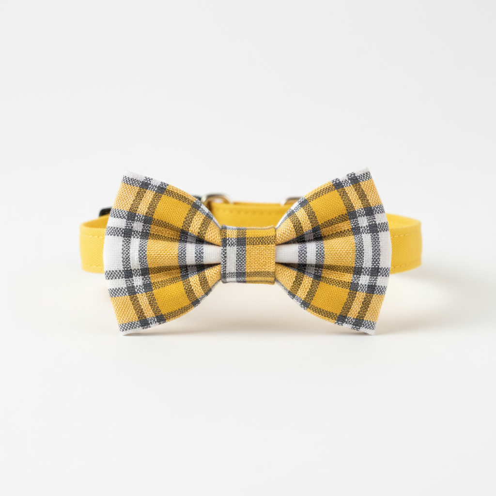 Adjustable British Style Plaid Bow Tie Pet Collar