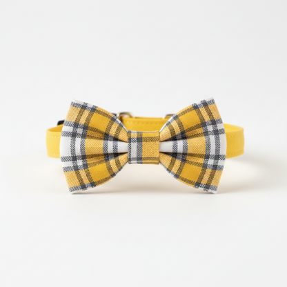 Adjustable British Style Plaid Bow Tie Pet Collar